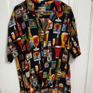 Hilo Hattie Black Beer-Themed Men's Shirt